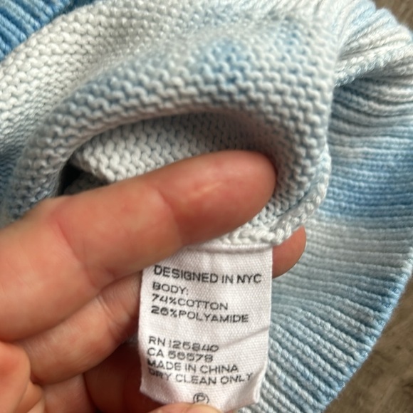 INTERMIX Celine Tie Dye Crewneck Sweater White and Blue - Picture 5 of 8